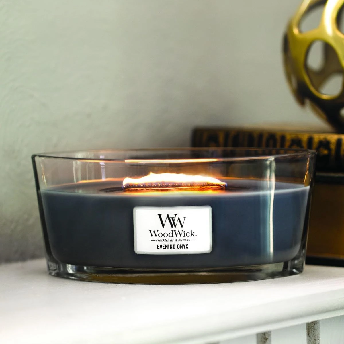 WoodWick Heartwick Flame Ellipse Geurkaars - Evening Onyx 4 WoodWick Heartwick Flame Ellipse Geurkaars - Evening Onyx - Afbeelding 2