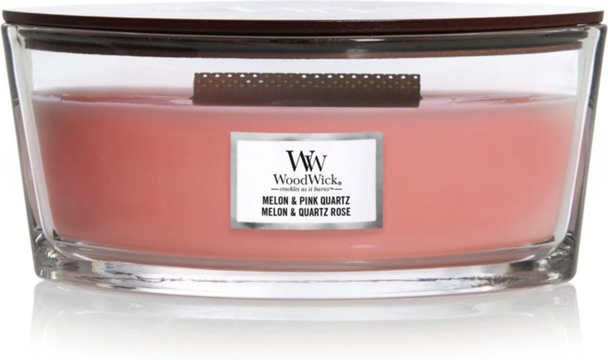 WoodWick Heartwick Flame Ellipse Geurkaars - Melon & Pink Quartz 8 WoodWick Heartwick Flame Ellipse Geurkaars - Melon & Pink Quartz - Afbeelding 6