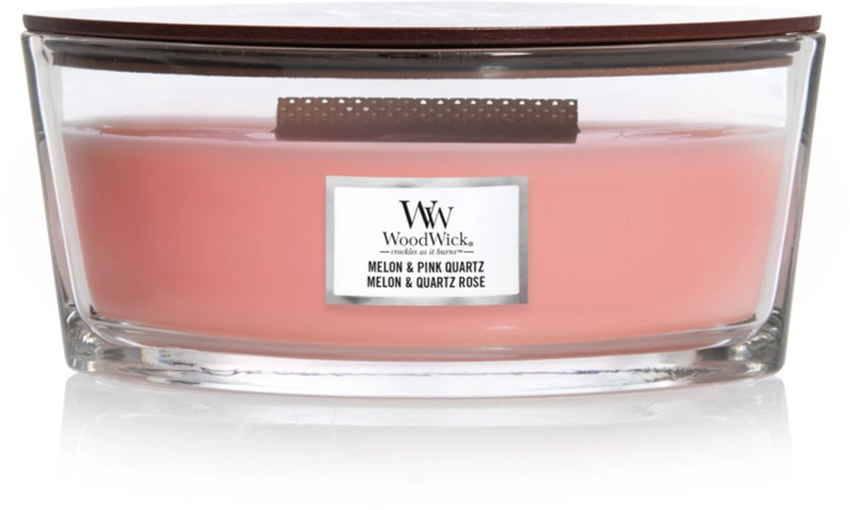 WoodWick Heartwick Flame Ellipse Geurkaars - Melon & Pink Quartz 7 WoodWick Heartwick Flame Ellipse Geurkaars - Melon & Pink Quartz - Afbeelding 5