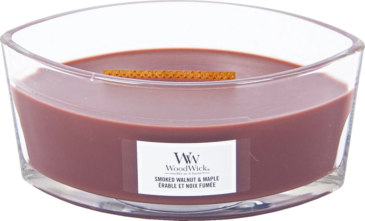 WoodWick Heartwick Flame Ellipse Geurkaars - Smoked Walnut & Maple 5 WoodWick Heartwick Flame Ellipse Geurkaars - Smoked Walnut & Maple - Afbeelding 3