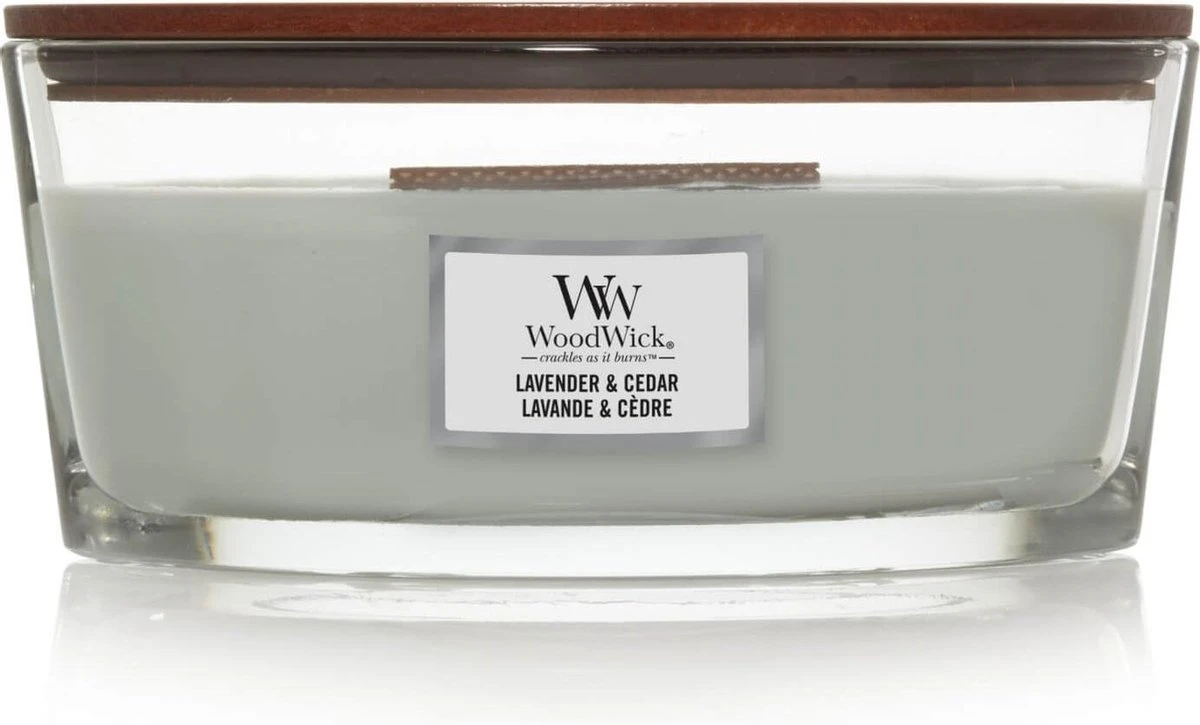 WoodWick Heartwick Flame Ellipse Geurkaars - Lavender & Cedar 3 WoodWick Heartwick Flame Ellipse Geurkaars - Lavender & Cedar