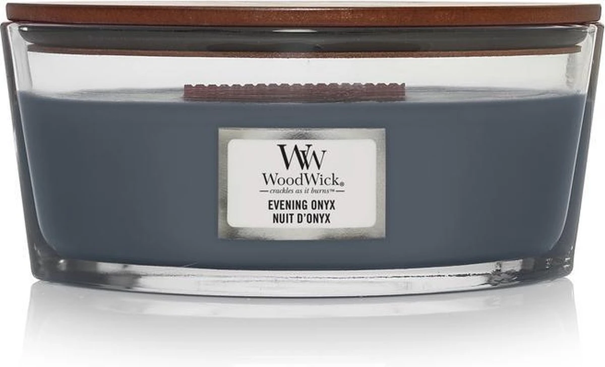 WoodWick Heartwick Flame Ellipse Geurkaars - Evening Onyx 3 WoodWick Heartwick Flame Ellipse Geurkaars - Evening Onyx