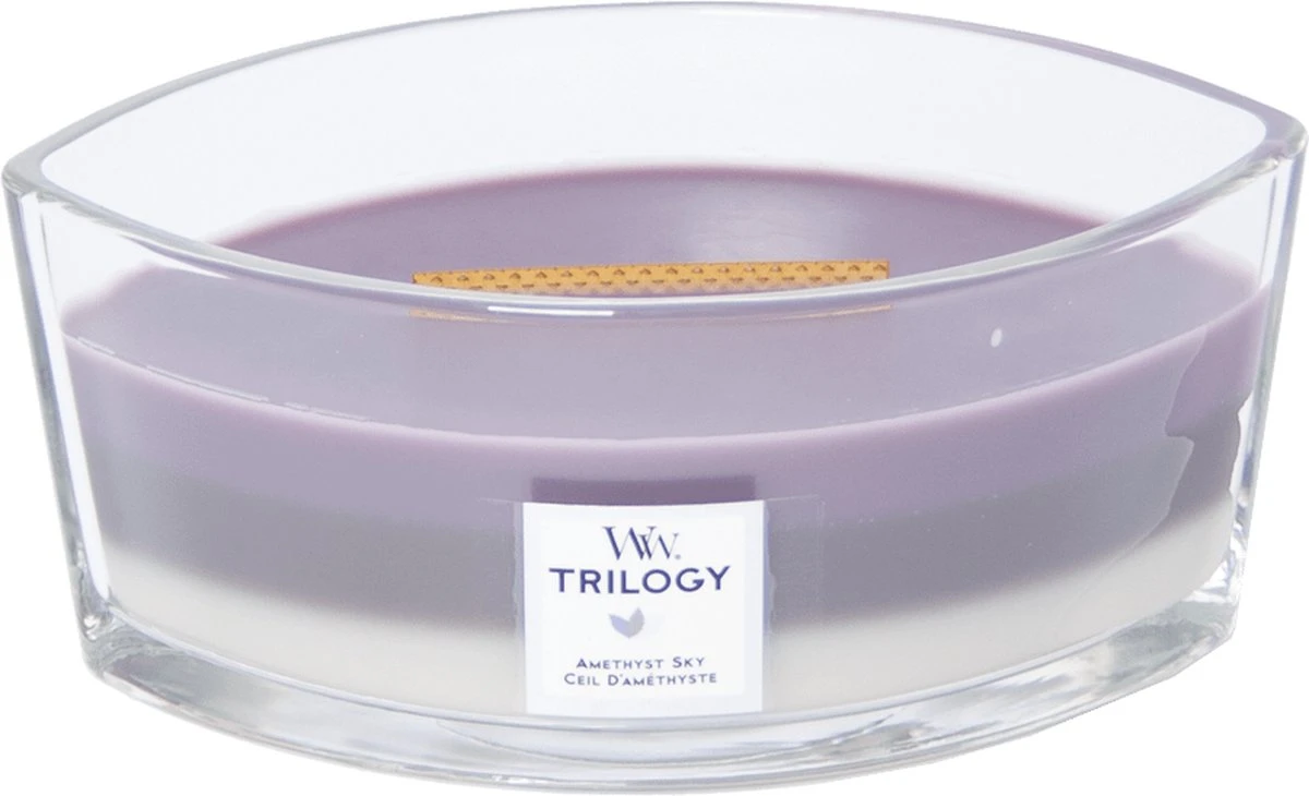WoodWick Trilogy Heartwick Ellipse Geurkaars - Amethyst Sky 4 WoodWick Trilogy Heartwick Ellipse Geurkaars - Amethyst Sky - Afbeelding 2