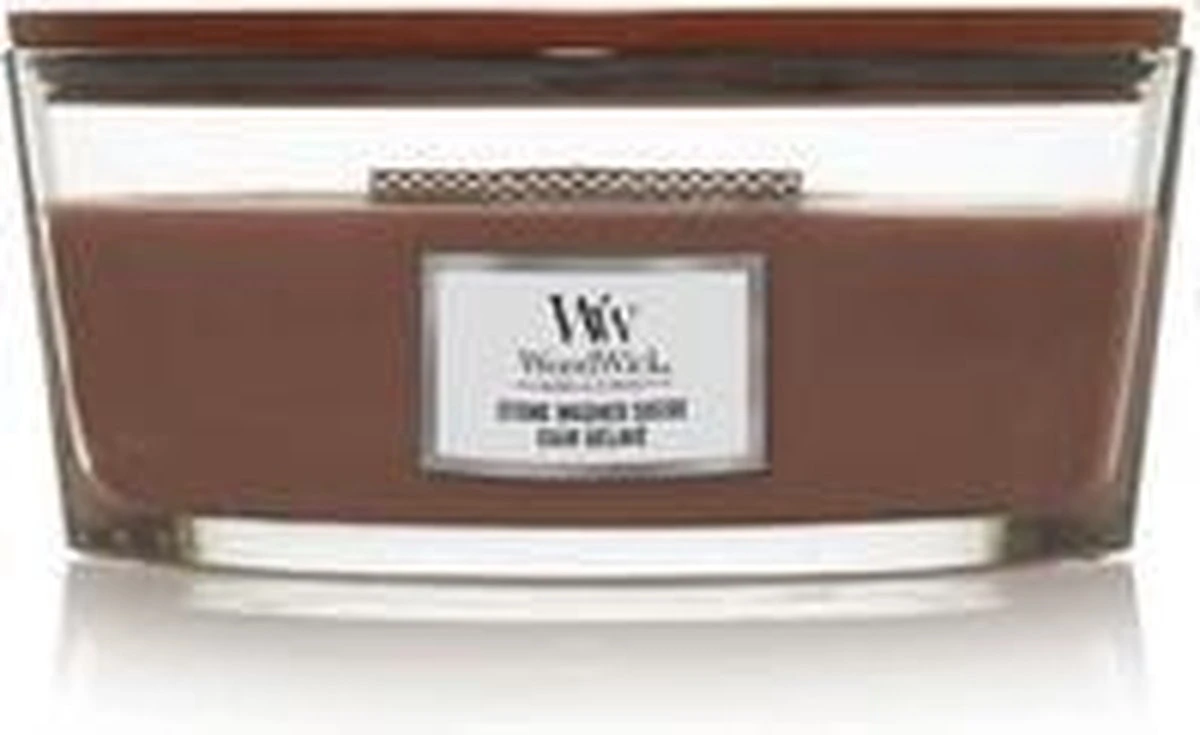 WoodWick Heartwick Flame Ellipse Geurkaars - Stone Washed Suede 6 WoodWick Heartwick Flame Ellipse Geurkaars - Stone Washed Suede - Afbeelding 4