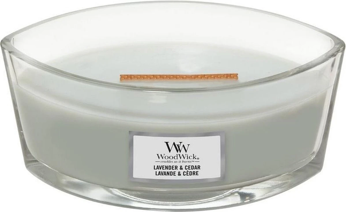 WoodWick Heartwick Flame Ellipse Geurkaars - Lavender & Cedar 6 WoodWick Heartwick Flame Ellipse Geurkaars - Lavender & Cedar - Afbeelding 4