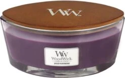 WoodWick Heartwick Flame Ellipse Geurkaars - Spiced Blackberry -WoodWick 1200x748