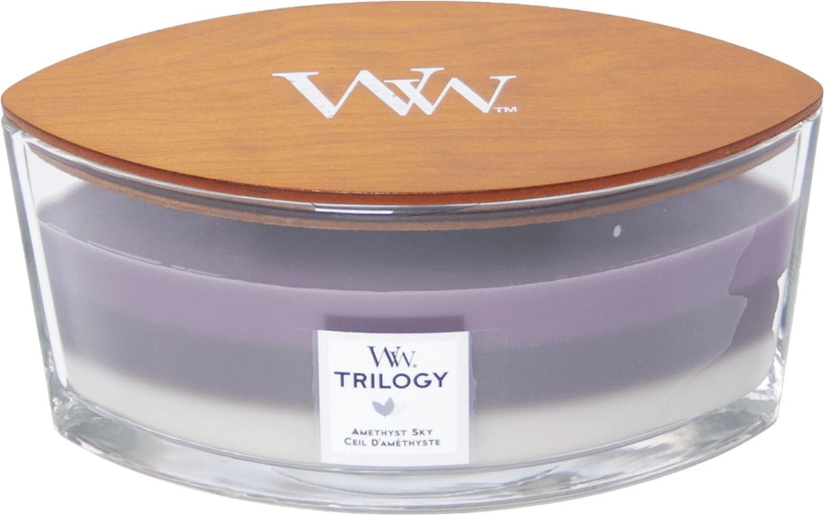 WoodWick Trilogy Heartwick Ellipse Geurkaars - Amethyst Sky 8 WoodWick Trilogy Heartwick Ellipse Geurkaars - Amethyst Sky - Afbeelding 6