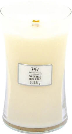 WoodWick Hourglass Large Geurkaars - White Teak -WoodWick 650x1200