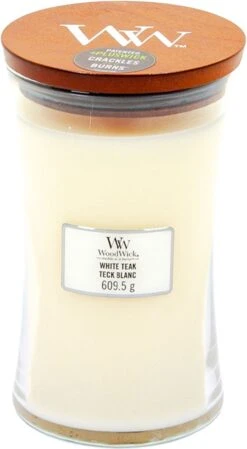 WoodWick Hourglass Large Geurkaars - White Teak -WoodWick 660x1200 2