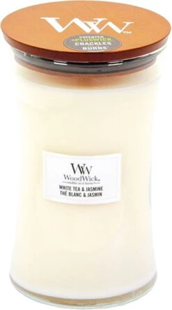 WoodWick Hourglass Large Geurkaars - White Tea & Jasmine -WoodWick 666x1200
