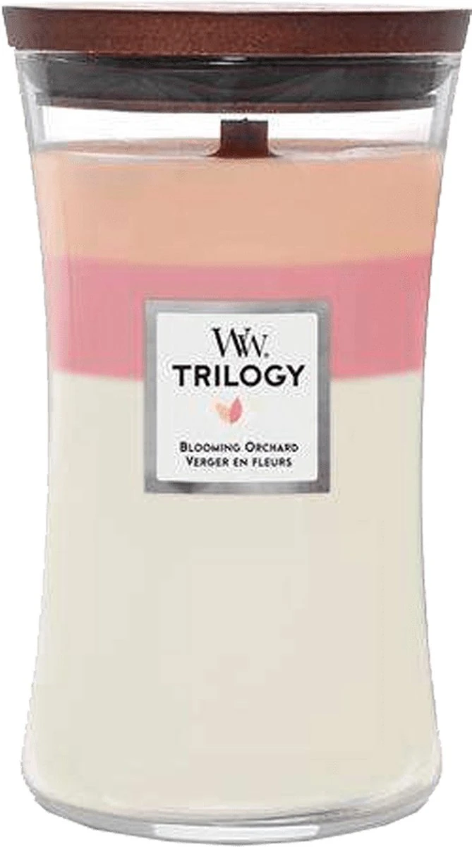 Woodwick Trilogy Blooming Orchard Large Candle - Geurkaars 3 Woodwick Trilogy Blooming Orchard Large Candle - Geurkaars