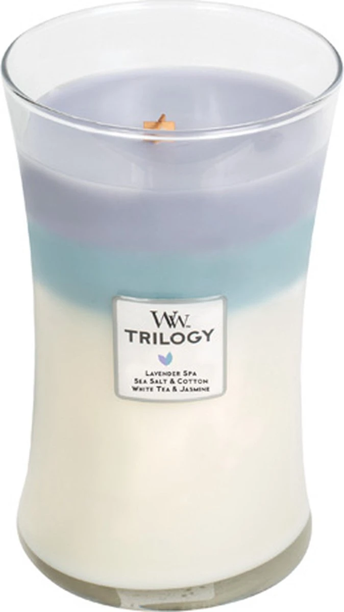 WoodWick Hourglass Large Trilogy Geurkaars - Calmin Retreat 6 WoodWick Hourglass Large Trilogy Geurkaars - Calmin Retreat - Afbeelding 4