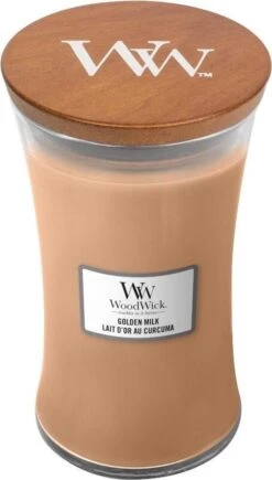 WoodWick Hourglass Large Geurkaars - Golden Milk