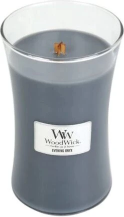 Woodwick GEURKAARS Evening ONYX - LARGE - 10 Cm Breed 17,5 Cm Hoog - 130 Uur Branduur