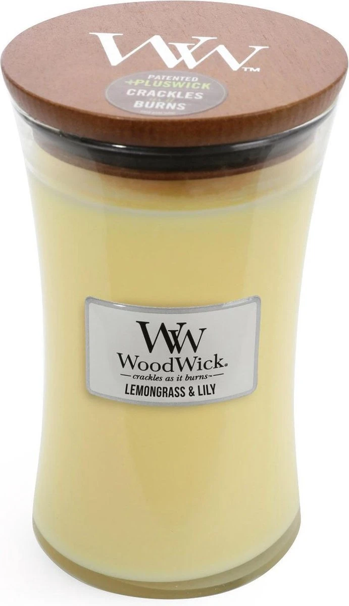 WoodWick Hourglass Large Geurkaars - Lemongrass & Lily 5 WoodWick Hourglass Large Geurkaars - Lemongrass & Lily - Afbeelding 3