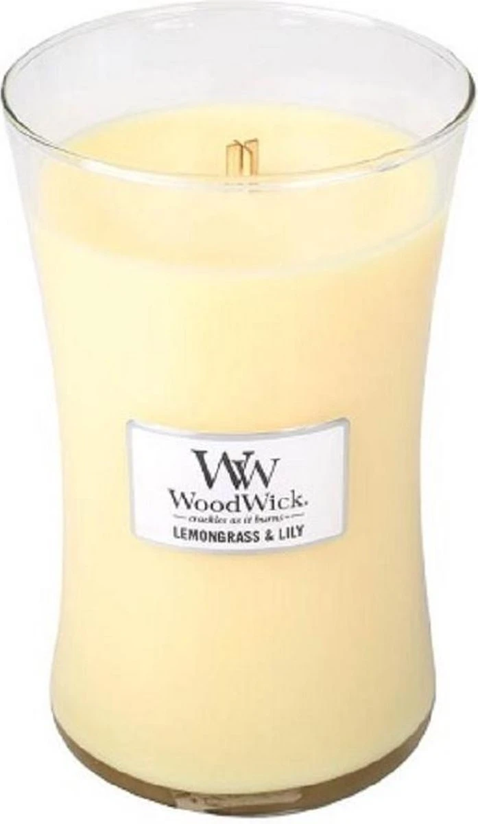WoodWick Hourglass Large Geurkaars - Lemongrass & Lily 4 WoodWick Hourglass Large Geurkaars - Lemongrass & Lily - Afbeelding 2