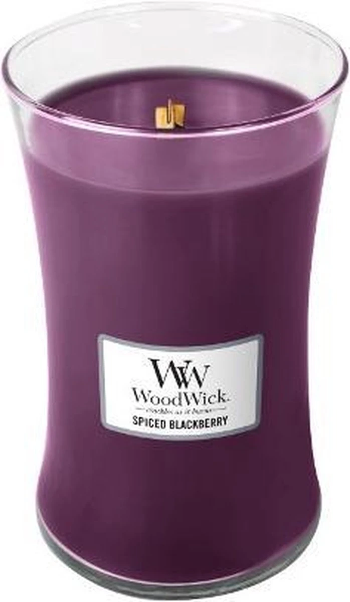 WoodWick Hourglass Large Geurkaars - Spiced Blackberry 6 WoodWick Hourglass Large Geurkaars - Spiced Blackberry - Afbeelding 4
