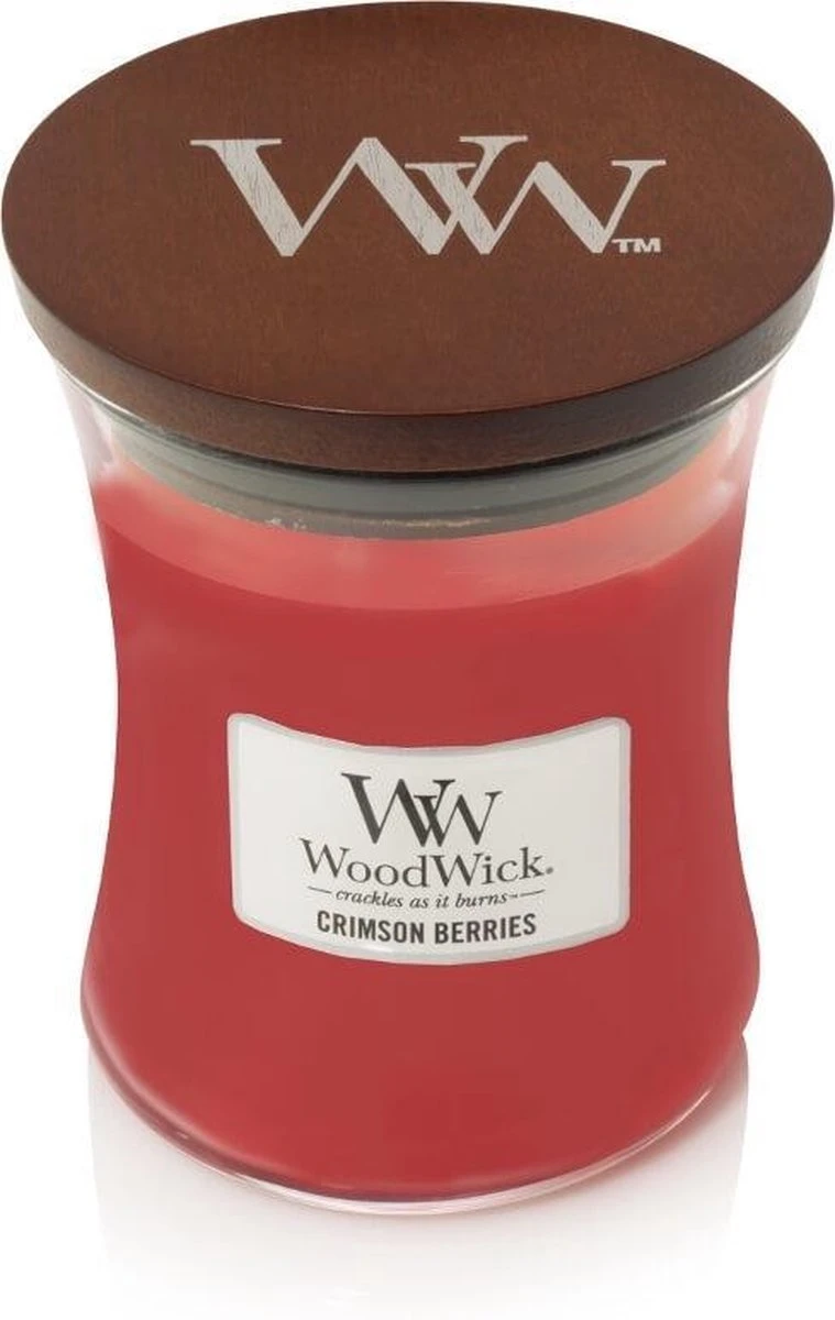 WoodWick Hourglass Medium Geurkaars - Crimson Berries 3 WoodWick Hourglass Medium Geurkaars - Crimson Berries