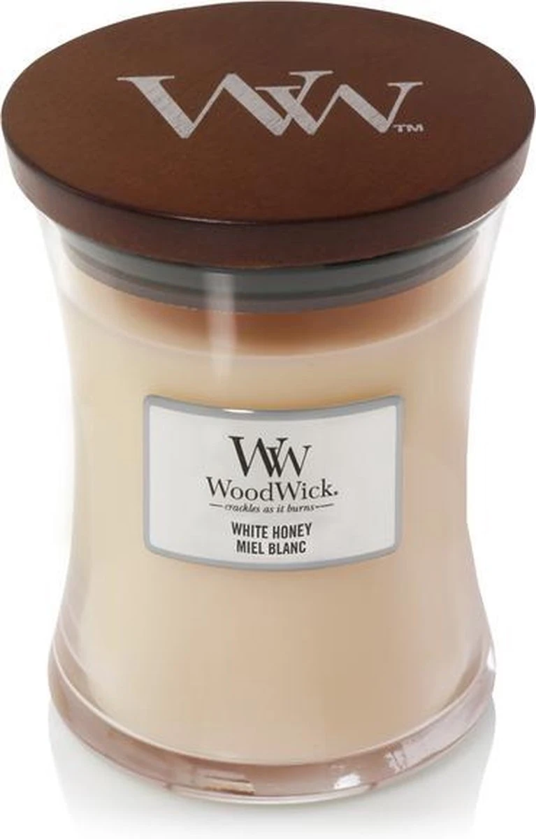 WoodWick Hourglass Medium Geurkaars - White Honey 5 WoodWick Hourglass Medium Geurkaars - White Honey - Afbeelding 3
