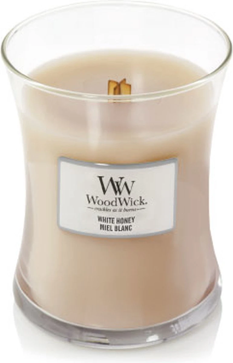 WoodWick Hourglass Medium Geurkaars - White Honey 8 WoodWick Hourglass Medium Geurkaars - White Honey - Afbeelding 6