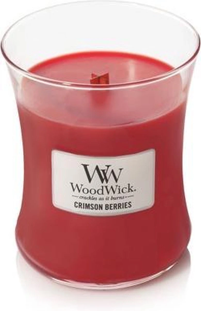 WoodWick Hourglass Medium Geurkaars - Crimson Berries 8 WoodWick Hourglass Medium Geurkaars - Crimson Berries - Afbeelding 6