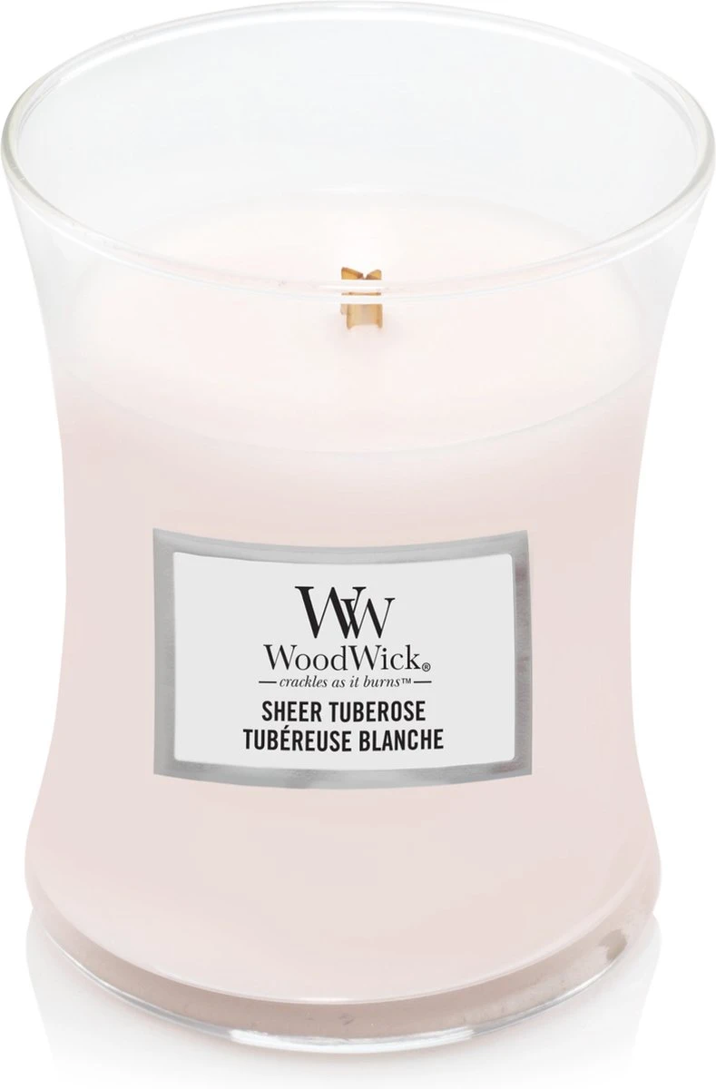 Woodwick Geurkaars Sheer Tuberose Medium Candle 4 Woodwick Geurkaars Sheer Tuberose Medium Candle - Afbeelding 2