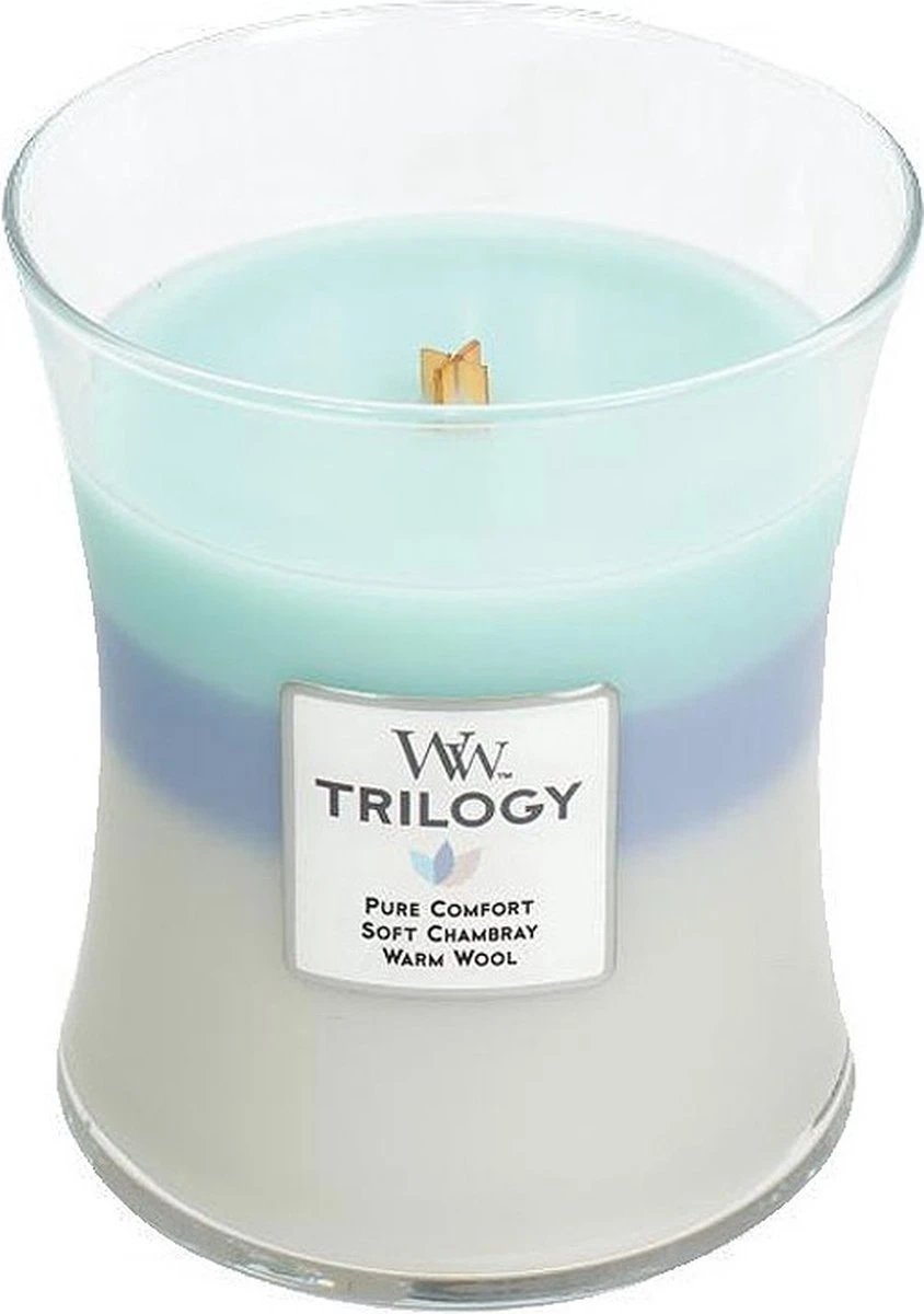 WoodWick Hourglass Medium Trilogy Geurkaars - Woven Comfort 6 WoodWick Hourglass Medium Trilogy Geurkaars - Woven Comfort - Afbeelding 4