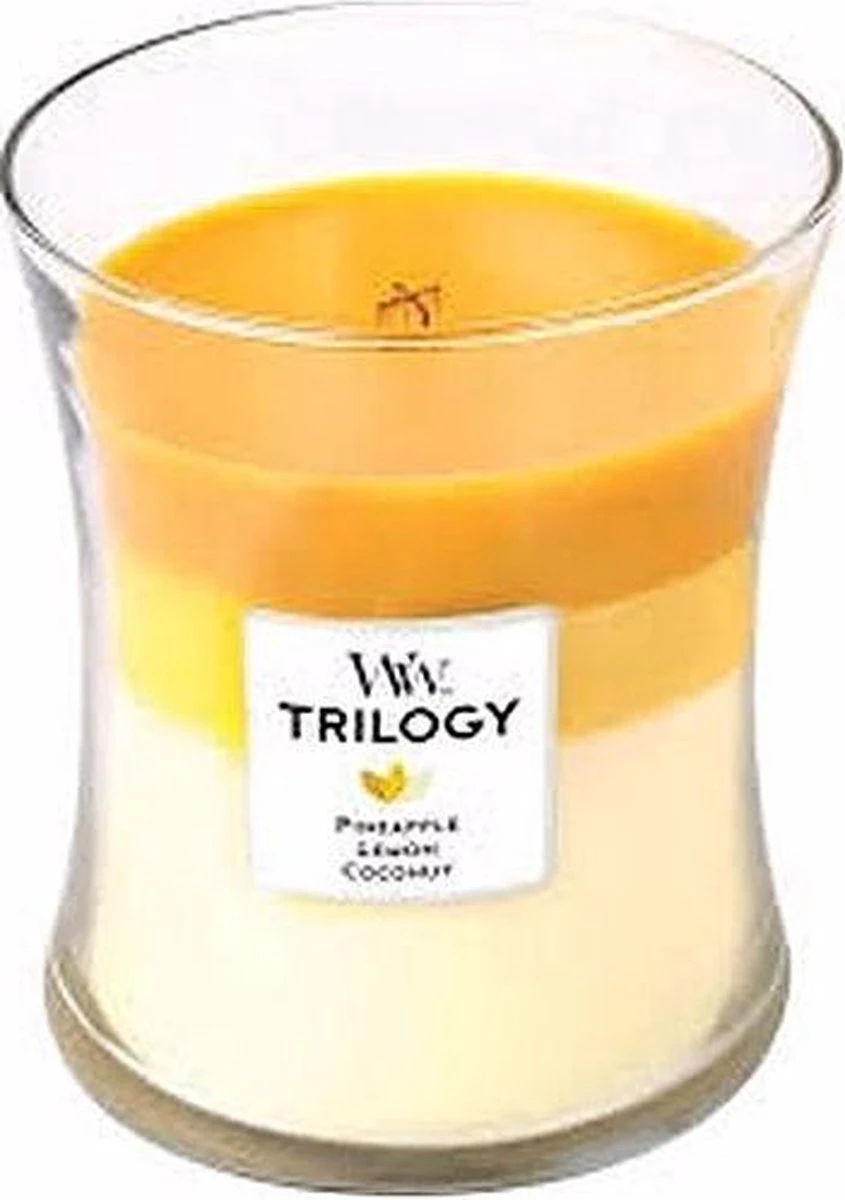 WoodWick Hourglass Medium Trilogy Geurkaars - Fruits Of Summer 3 WoodWick Hourglass Medium Trilogy Geurkaars - Fruits Of Summer