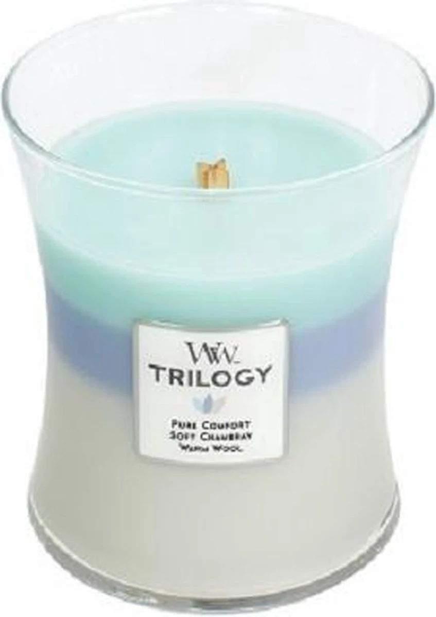 WoodWick Hourglass Medium Trilogy Geurkaars - Woven Comfort 4 WoodWick Hourglass Medium Trilogy Geurkaars - Woven Comfort - Afbeelding 2
