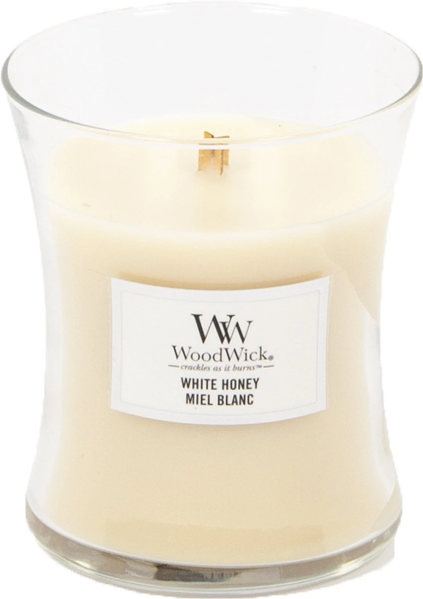 WoodWick Hourglass Medium Geurkaars - White Honey 4 WoodWick Hourglass Medium Geurkaars - White Honey - Afbeelding 2