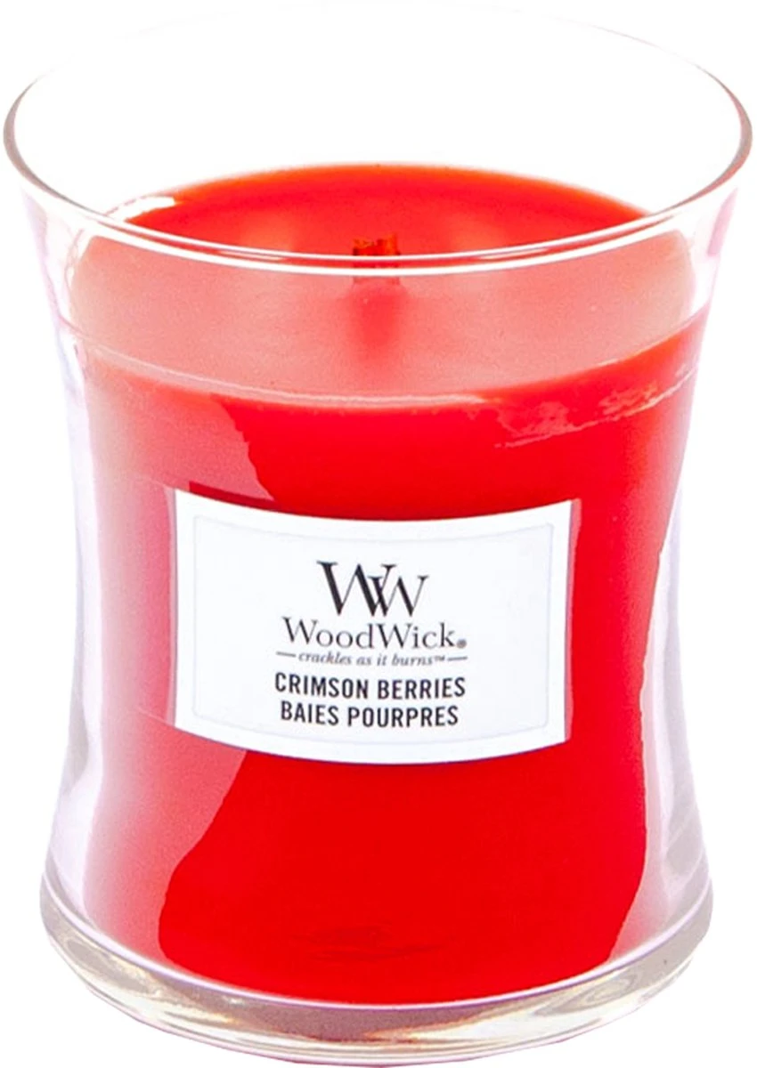 WoodWick Hourglass Medium Geurkaars - Crimson Berries 4 WoodWick Hourglass Medium Geurkaars - Crimson Berries - Afbeelding 2