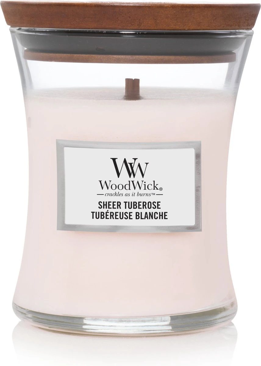 Woodwick Geurkaars Sheer Tuberose Medium Candle 3 Woodwick Geurkaars Sheer Tuberose Medium Candle