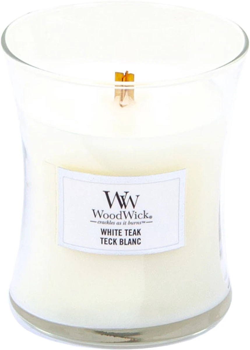 WoodWick Hourglass Medium Geurkaars - White Teak 5 WoodWick Hourglass Medium Geurkaars - White Teak - Afbeelding 3