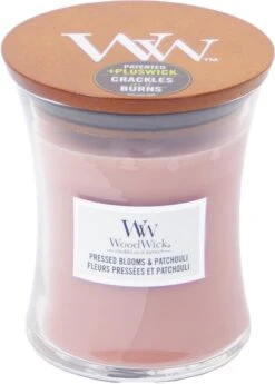 Woodwick Pressed Blooms & Patchouli Medium Candle - Geurkaars
