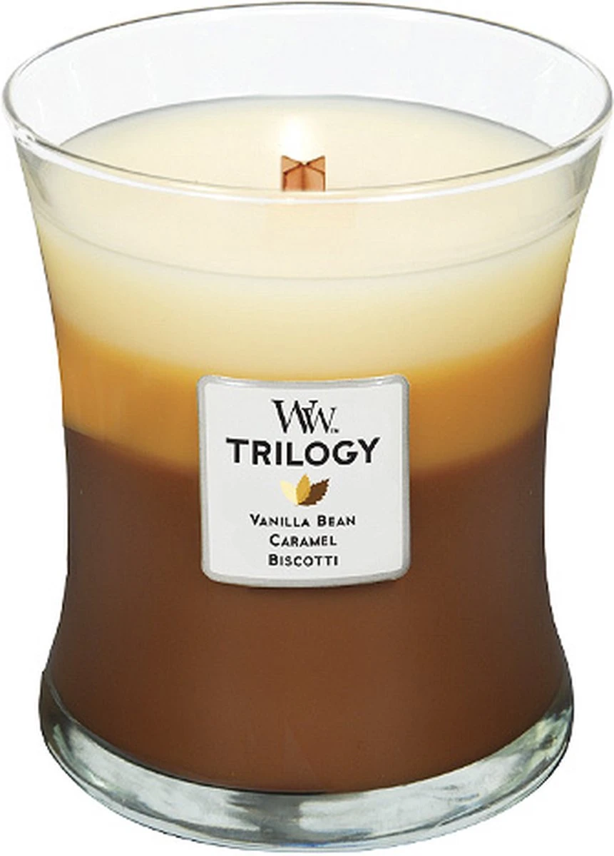 WoodWick Hourglass Medium Trilogy Geurkaars - Cafe Sweets 6 WoodWick Hourglass Medium Trilogy Geurkaars - Cafe Sweets - Afbeelding 4