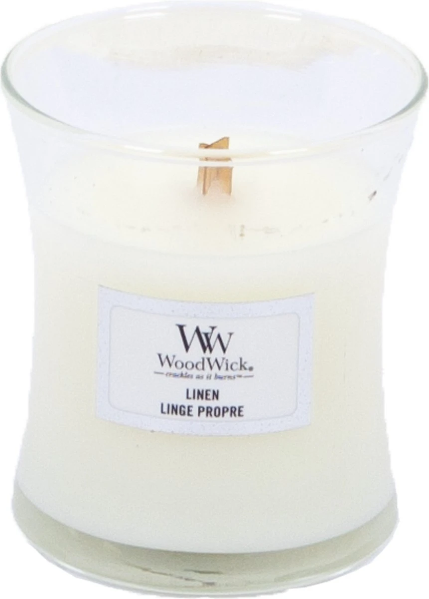 WoodWick Hourglass Medium Geurkaars - Linen 6 WoodWick Hourglass Medium Geurkaars - Linen - Afbeelding 4