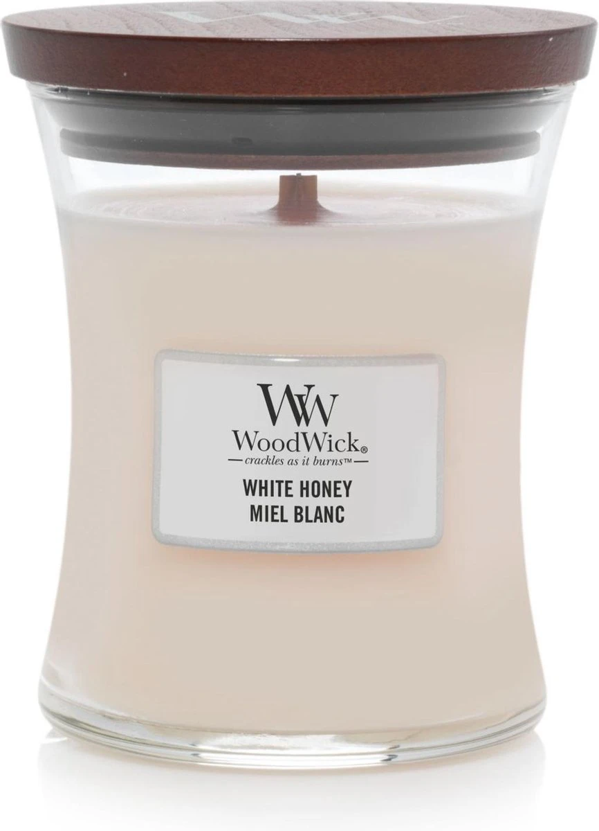 WoodWick Hourglass Medium Geurkaars - White Honey 3 WoodWick Hourglass Medium Geurkaars - White Honey
