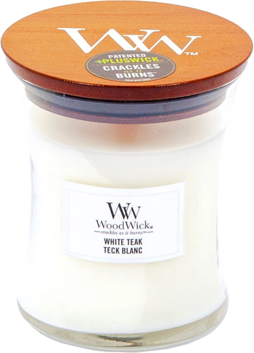 WoodWick Hourglass Medium Geurkaars - White Teak 7 WoodWick Hourglass Medium Geurkaars - White Teak - Afbeelding 5