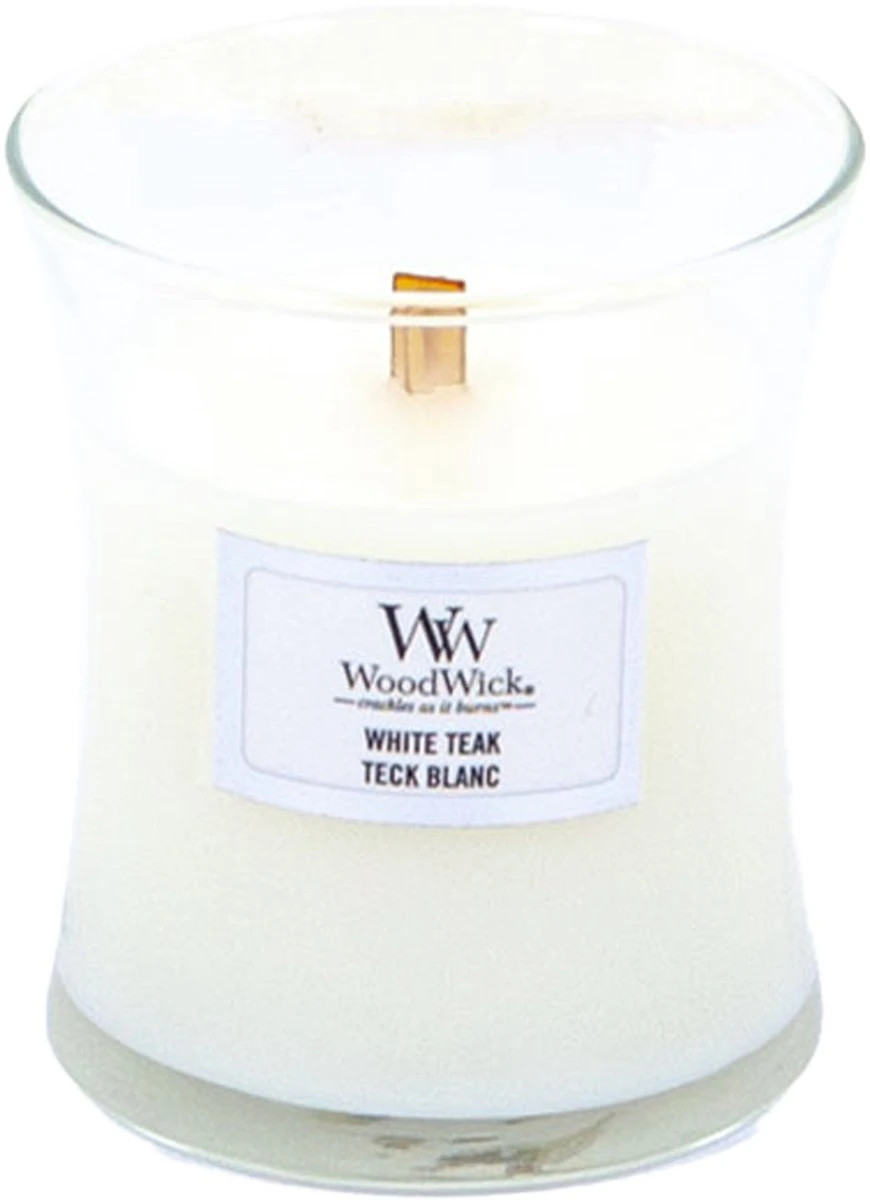 WoodWick Geurkaars Mini White Teak - 8 Cm / ø 7 Cm 4 WoodWick Geurkaars Mini White Teak - 8 Cm / ø 7 Cm - Afbeelding 2