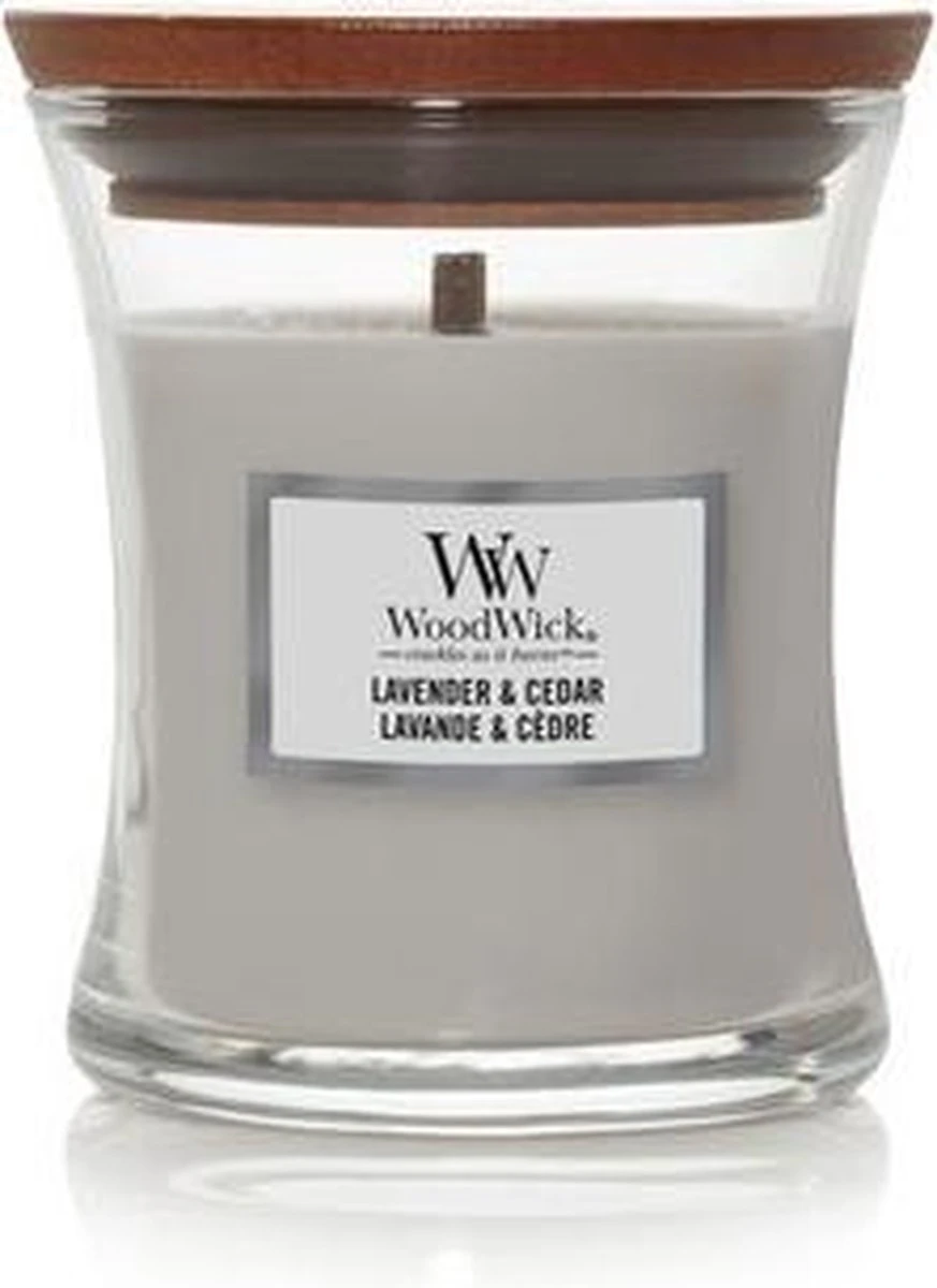 WoodWick Geurkaars Mini Lavender & Cedar - 8 Cm / ø 7 Cm 4 WoodWick Geurkaars Mini Lavender & Cedar - 8 Cm / ø 7 Cm - Afbeelding 2