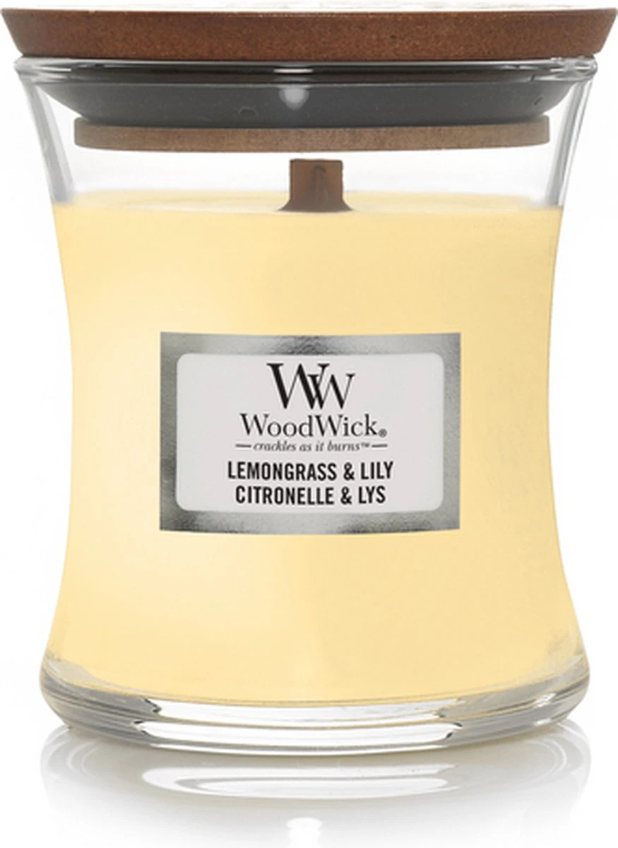 WoodWick Geurkaars Mini Lemongrass & Lily - 8 Cm / ø 7 Cm 3 WoodWick Geurkaars Mini Lemongrass & Lily - 8 Cm / ø 7 Cm