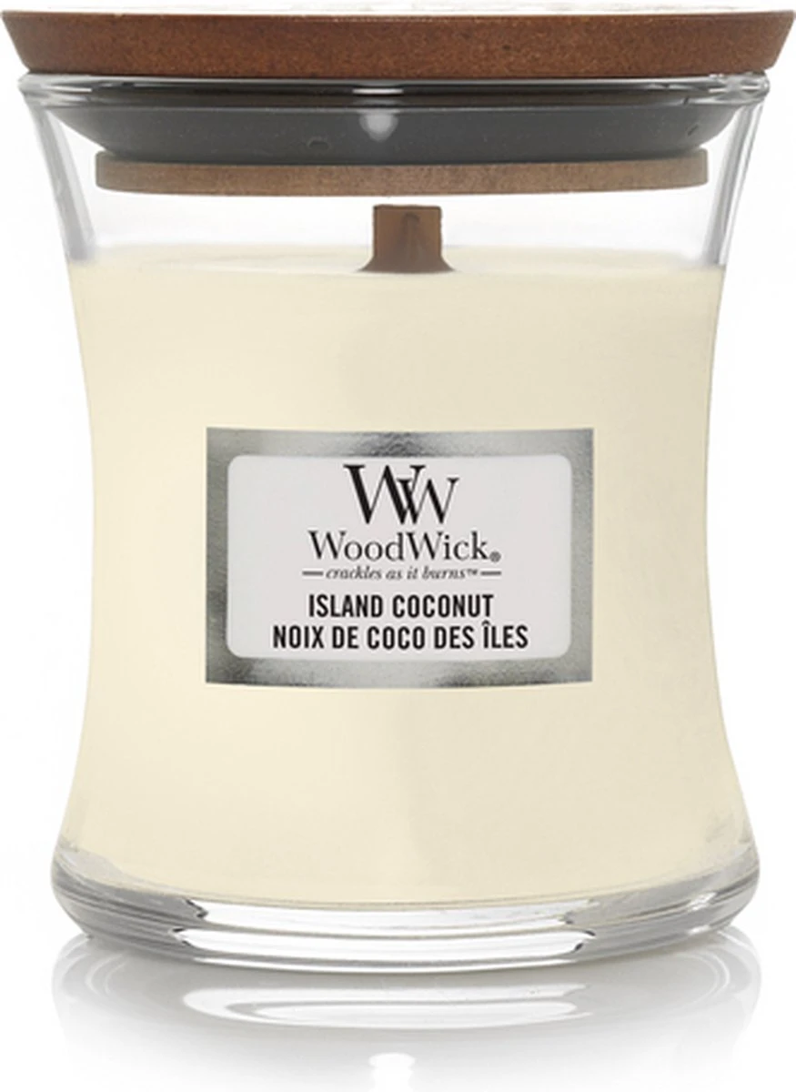 WoodWick Geurkaars Mini Island Coconut - 8 Cm / ø 7 Cm 3 WoodWick Geurkaars Mini Island Coconut - 8 Cm / ø 7 Cm