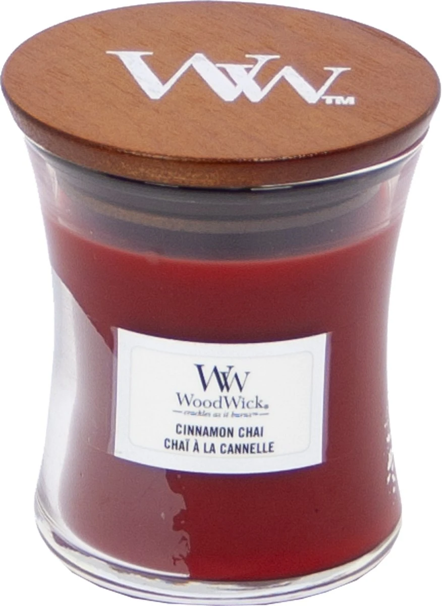 WoodWick Geurkaars Mini Cinnamon Chai - 8 Cm / ø 7 Cm 6 WoodWick Geurkaars Mini Cinnamon Chai - 8 Cm / ø 7 Cm - Afbeelding 4