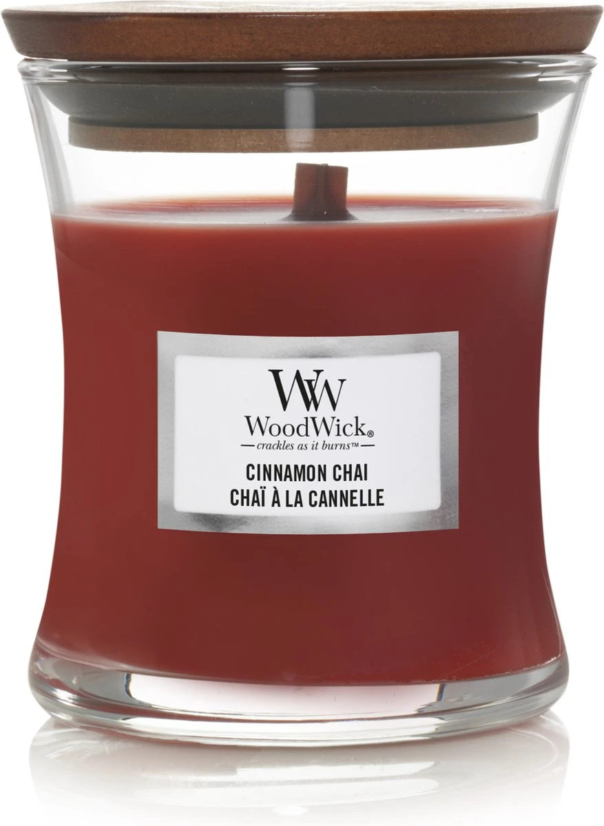 WoodWick Geurkaars Mini Cinnamon Chai - 8 Cm / ø 7 Cm 3 WoodWick Geurkaars Mini Cinnamon Chai - 8 Cm / ø 7 Cm