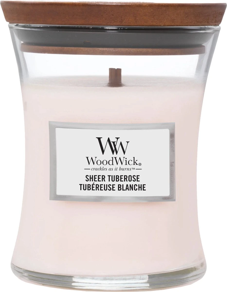 Woodwick Geurkaars Sheer Tuberose Medium Candle 5 Woodwick Geurkaars Sheer Tuberose Medium Candle - Afbeelding 3