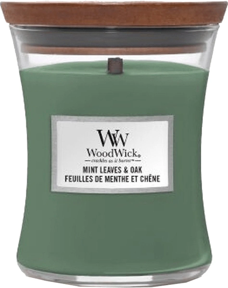 WoodWick - Mint Leaves & Oak Medium Candle 6 WoodWick - Mint Leaves & Oak Medium Candle - Afbeelding 4