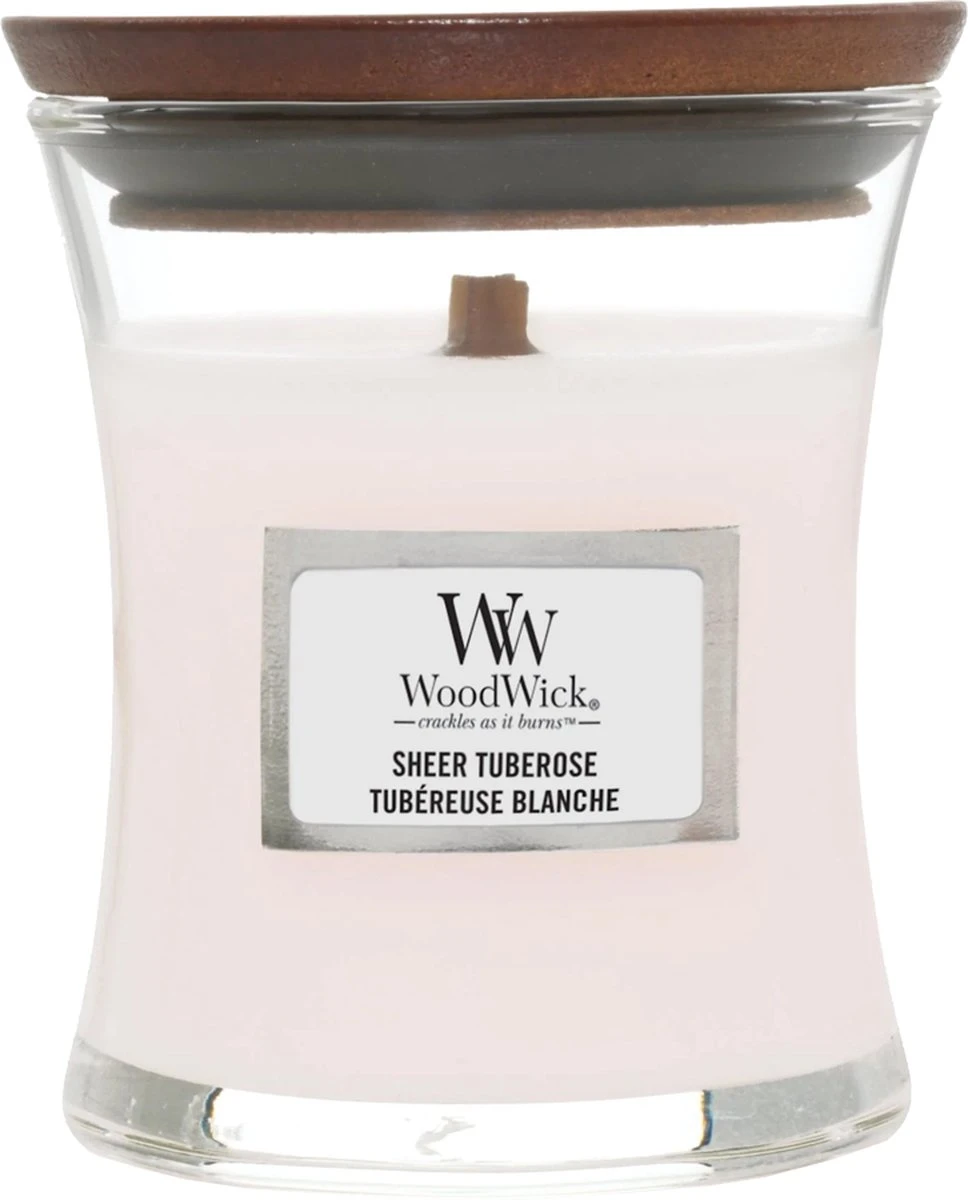 Woodwick Sheer Tuberose Mini Candle - Geurkaars 3 Woodwick Sheer Tuberose Mini Candle - Geurkaars
