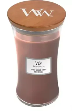 WoodWick Large Candle Stone Washed Suede
