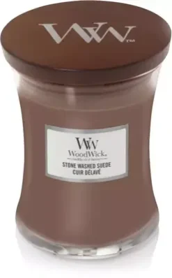 WoodWick Medium Candle Stone Washed Suede