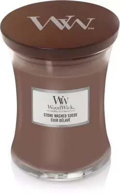 WoodWick Medium Candle Stone Washed Suede 3 WoodWick Medium Candle Stone Washed Suede